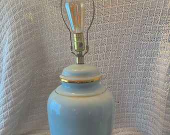 26” TALL ART DECO baby blue and gold vintage lamp - turn style