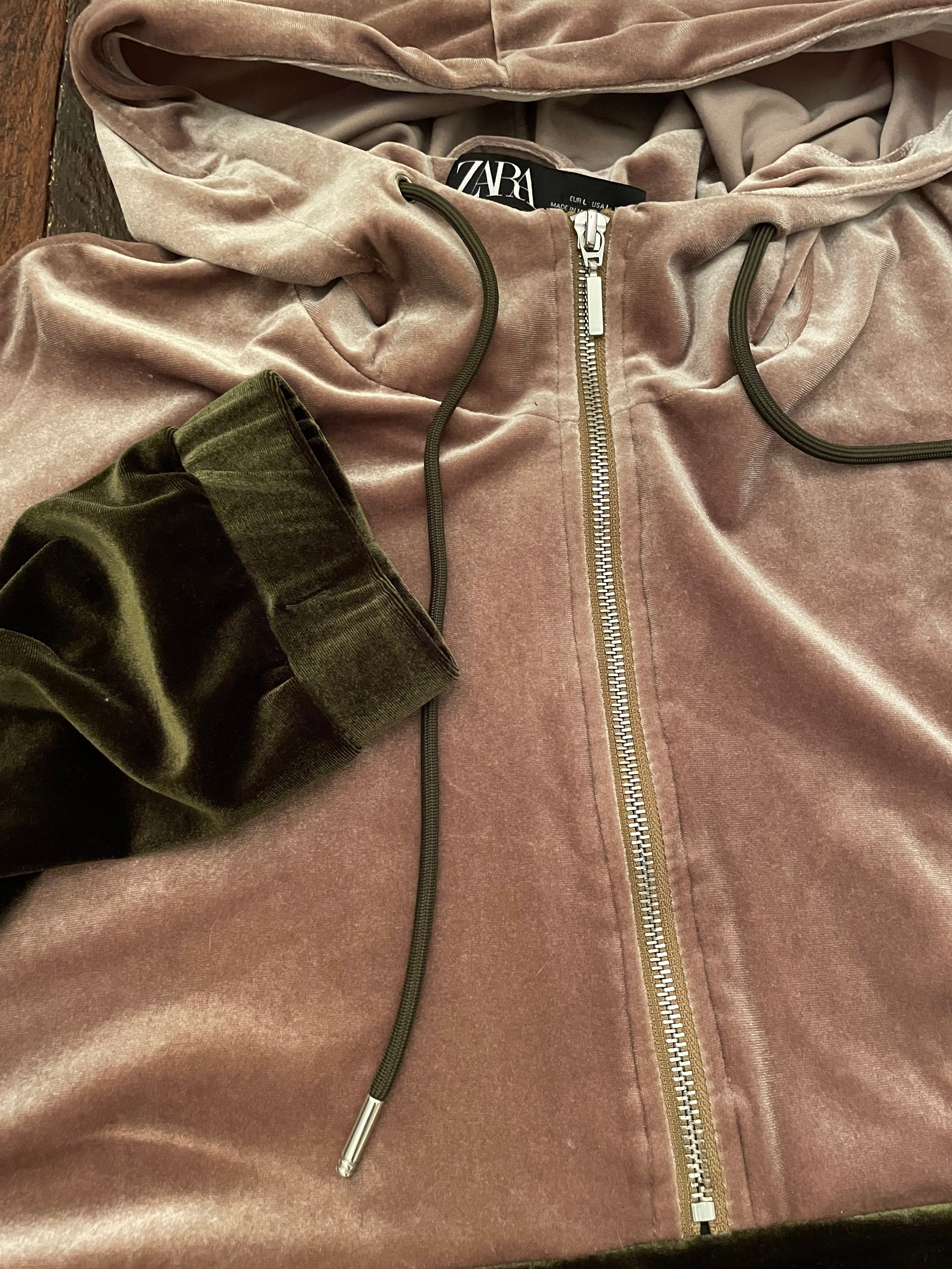 Velvet hoodie cheap zara