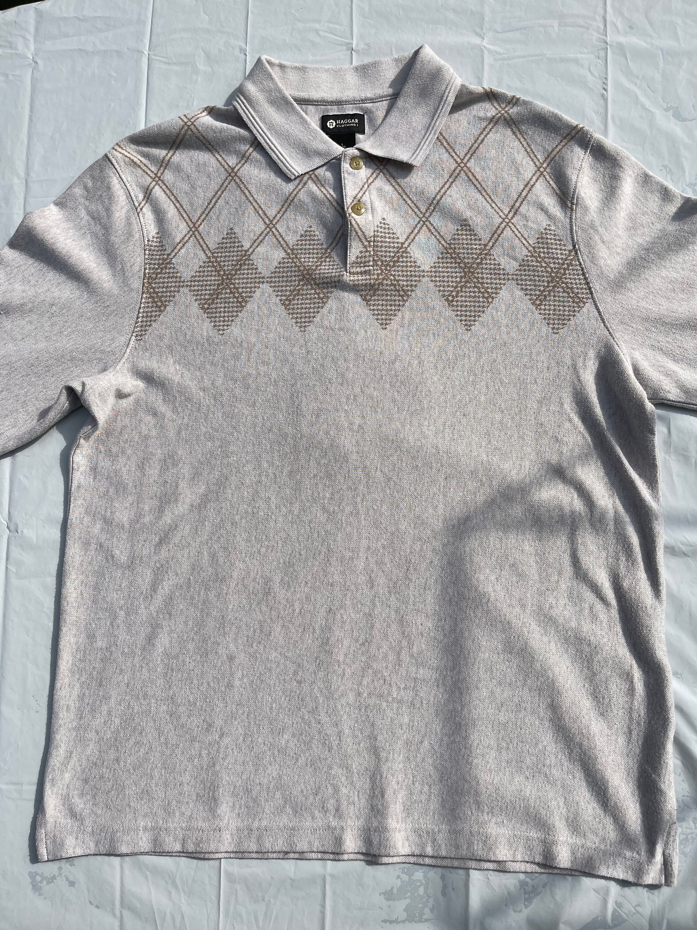 HAGGAR Taupe Preppy College Sweater 
