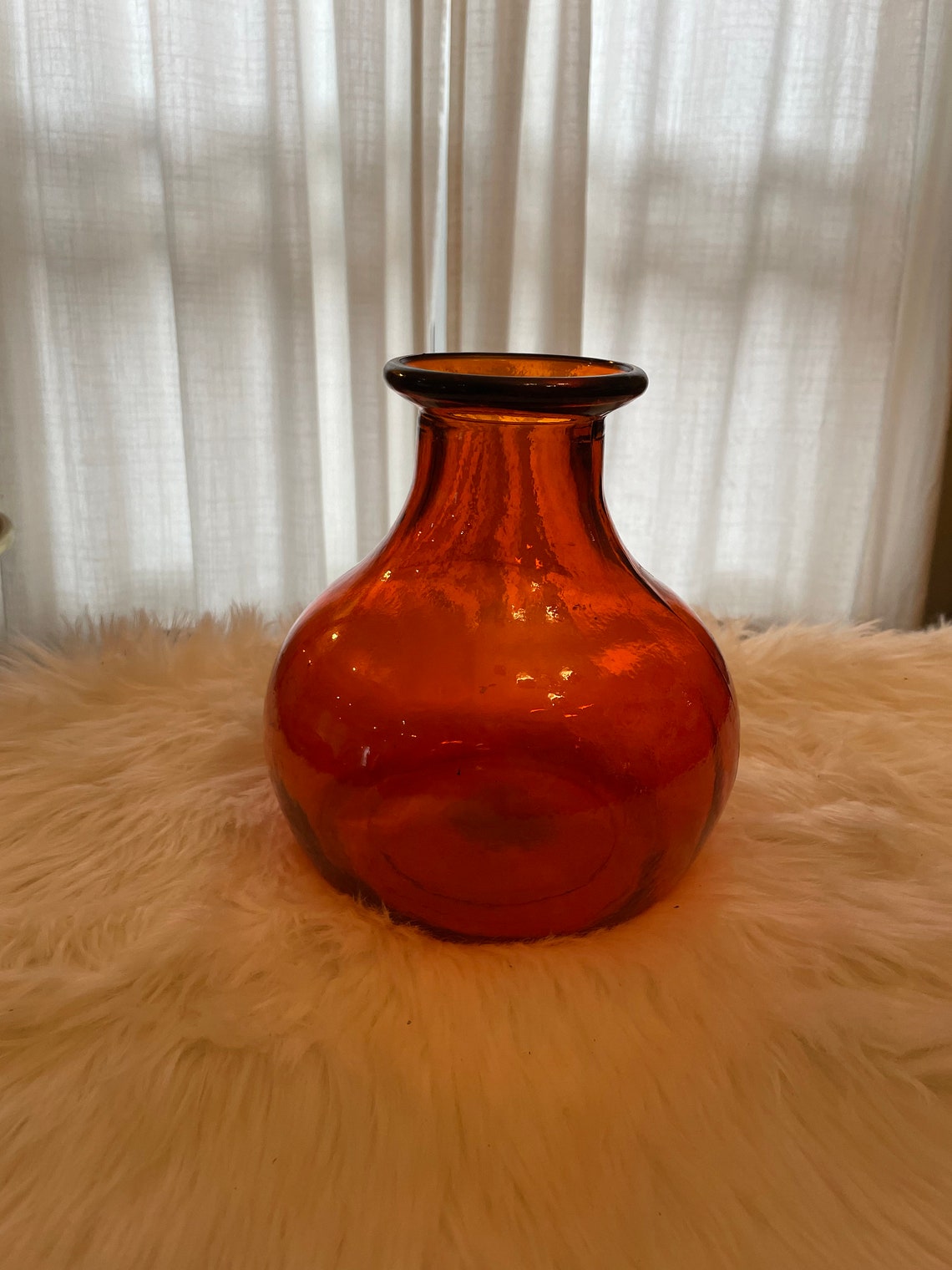 Large burnt orange bohemian circular vase Etsy
