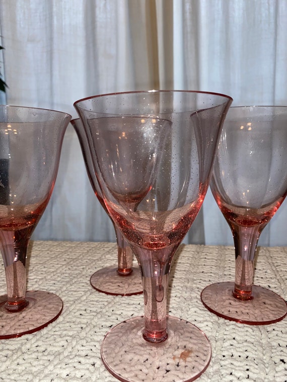 Set of Four Classy Midnight Baby Pink Big Mouth Wine Glasses