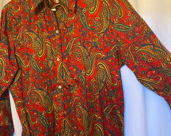 Women’s Large Ralph Lauren Dress Shirt / loud button up / bohemian colourful dress shirt / vacation shirt