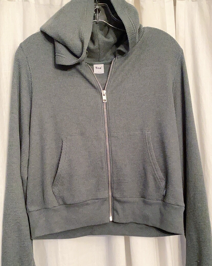 Tna Large Ocean Teal Ultra Soft Knit Zip Up Hoodie Size Large