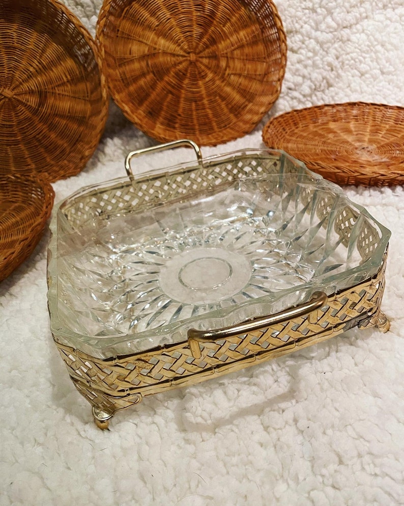 Brass Serving Dish With Handles / Jewellery Tray /napkin Etsy