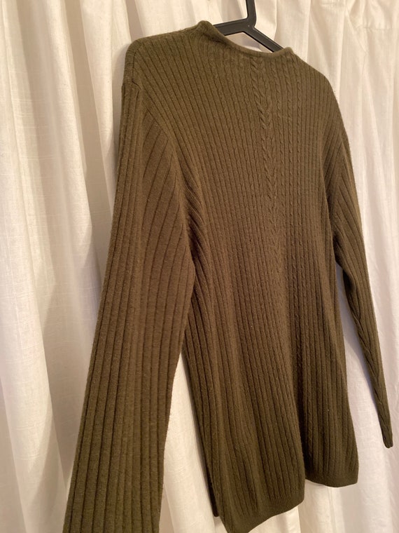 Olive green high neck soft acrylic knit FITS XL - image 3