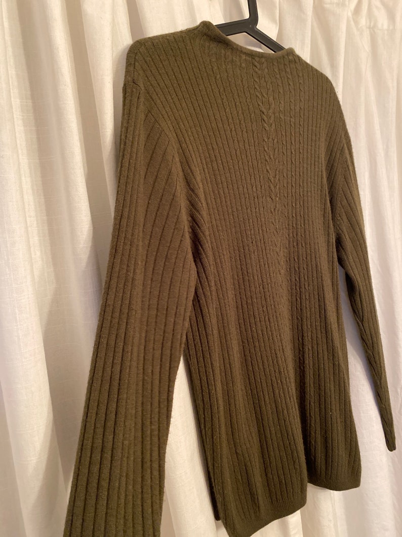 Olive green high neck soft acrylic knit FITS XL image 3