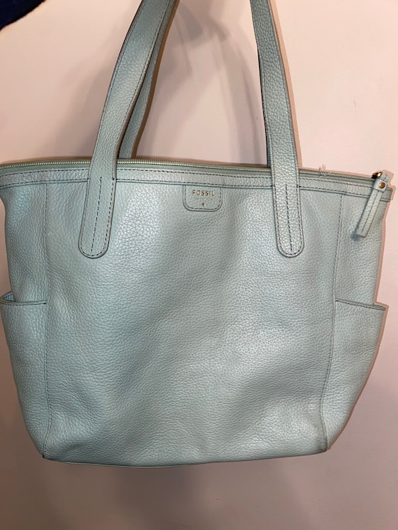 Genuine FOSSIL leather bag / pastel blue