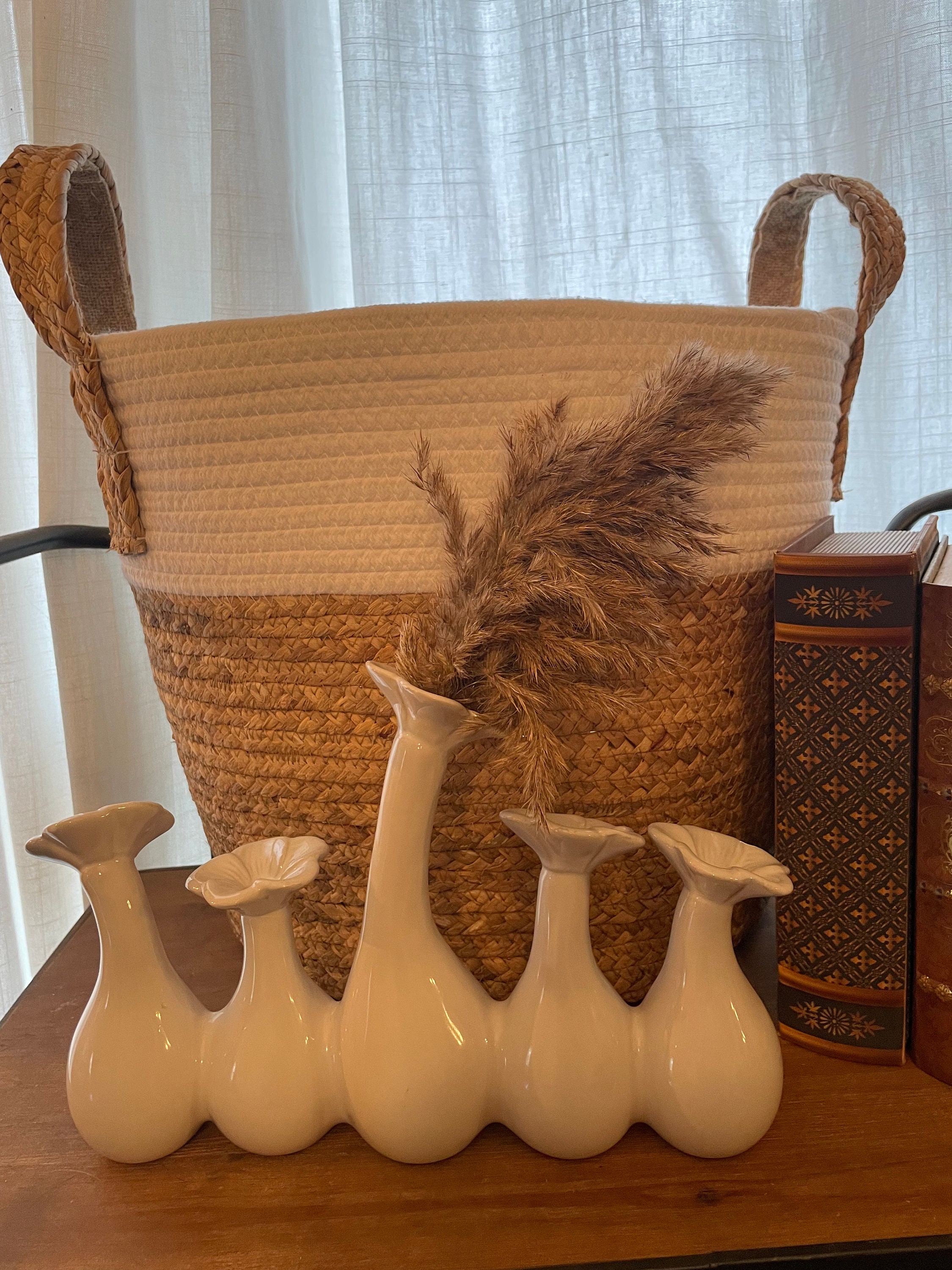 5 boho white floral vases in one multiple vases Etsy