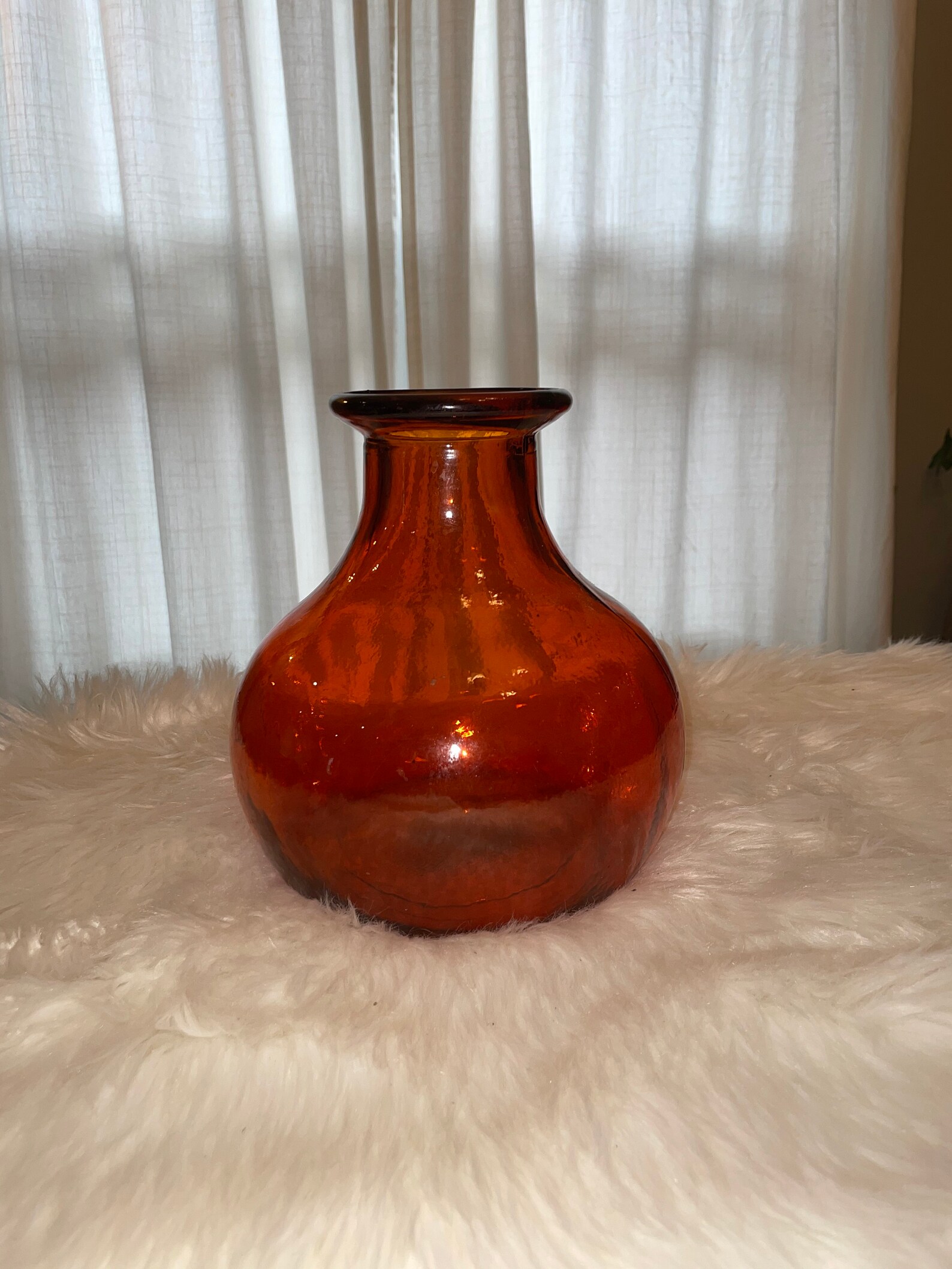Large burnt orange bohemian circular vase Etsy