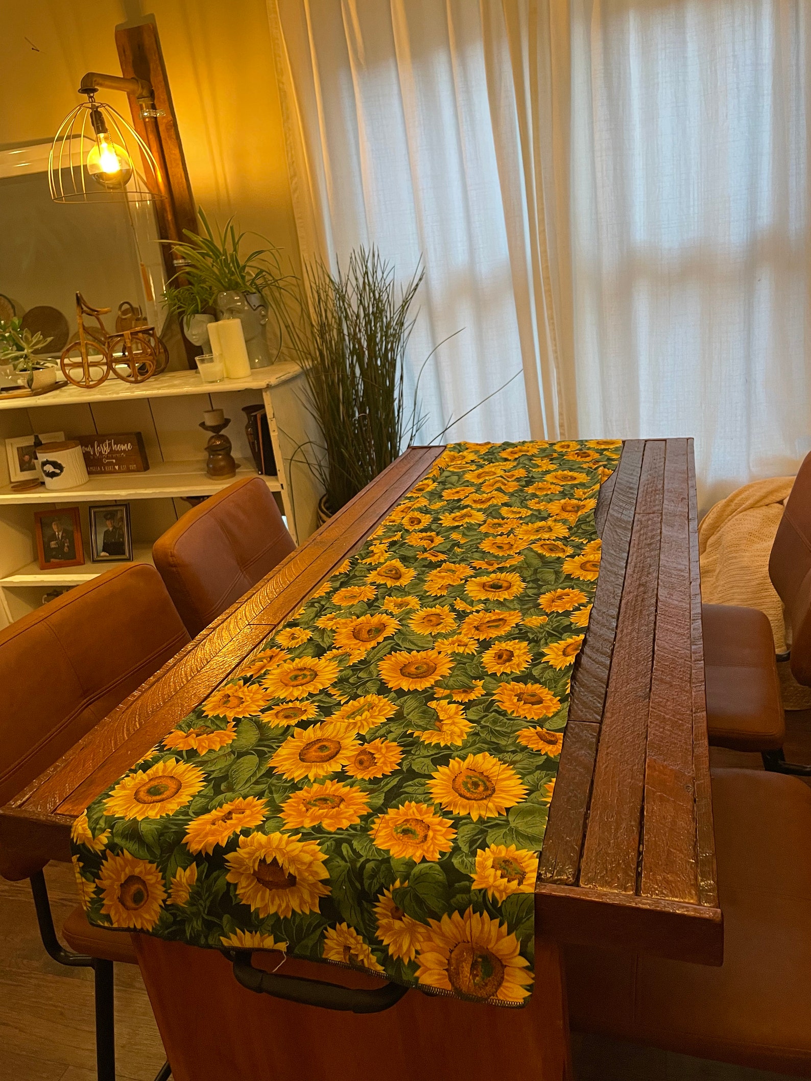 Sunflower table runner fits several shaped table Etsy
