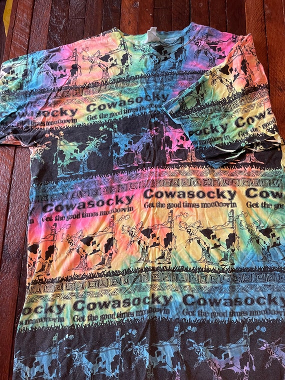 1980 Medium cowasocky tie dye shirt - vintage gra… - image 1
