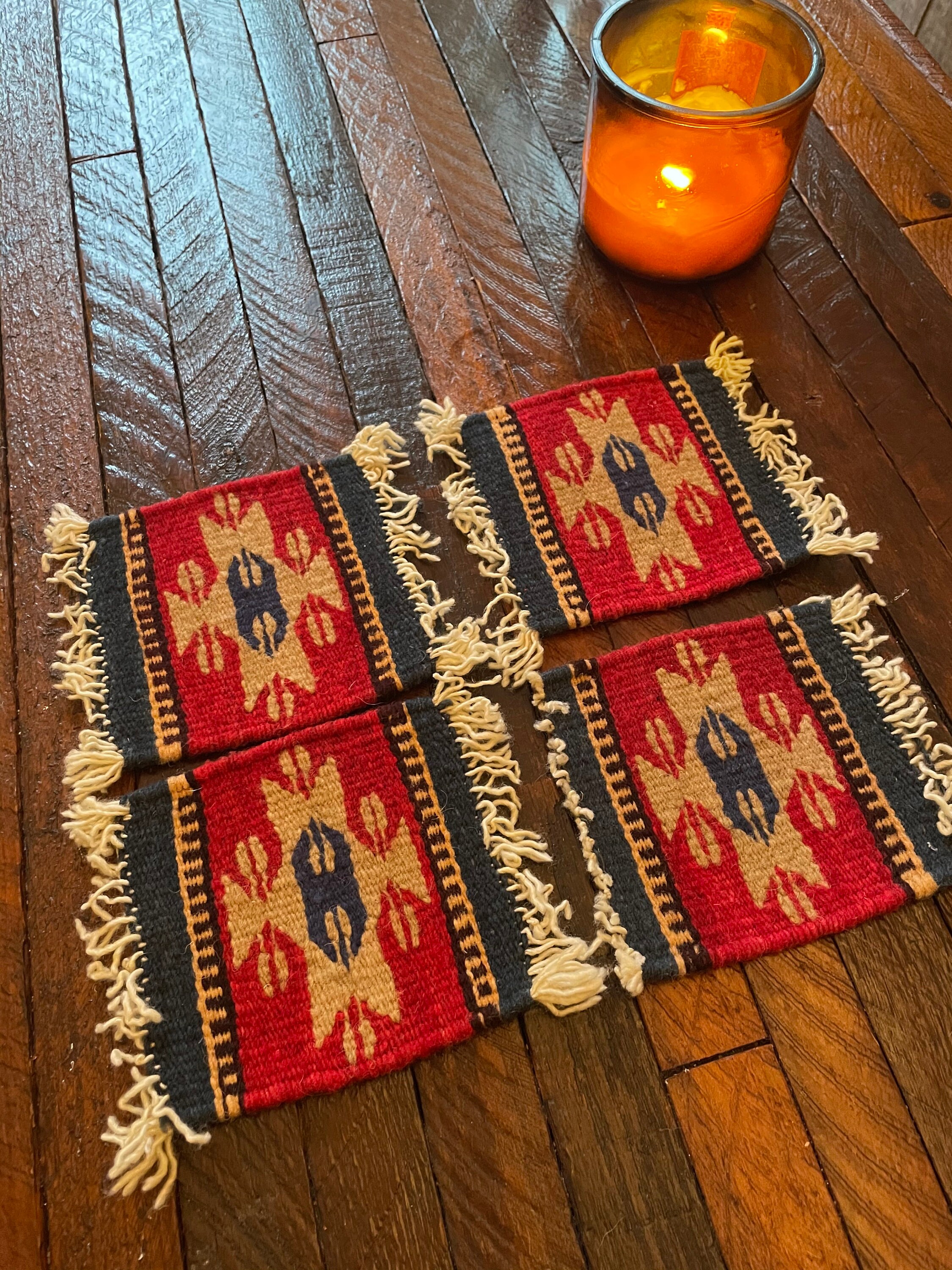Set of Four Unique Carpet Coasters Etsy