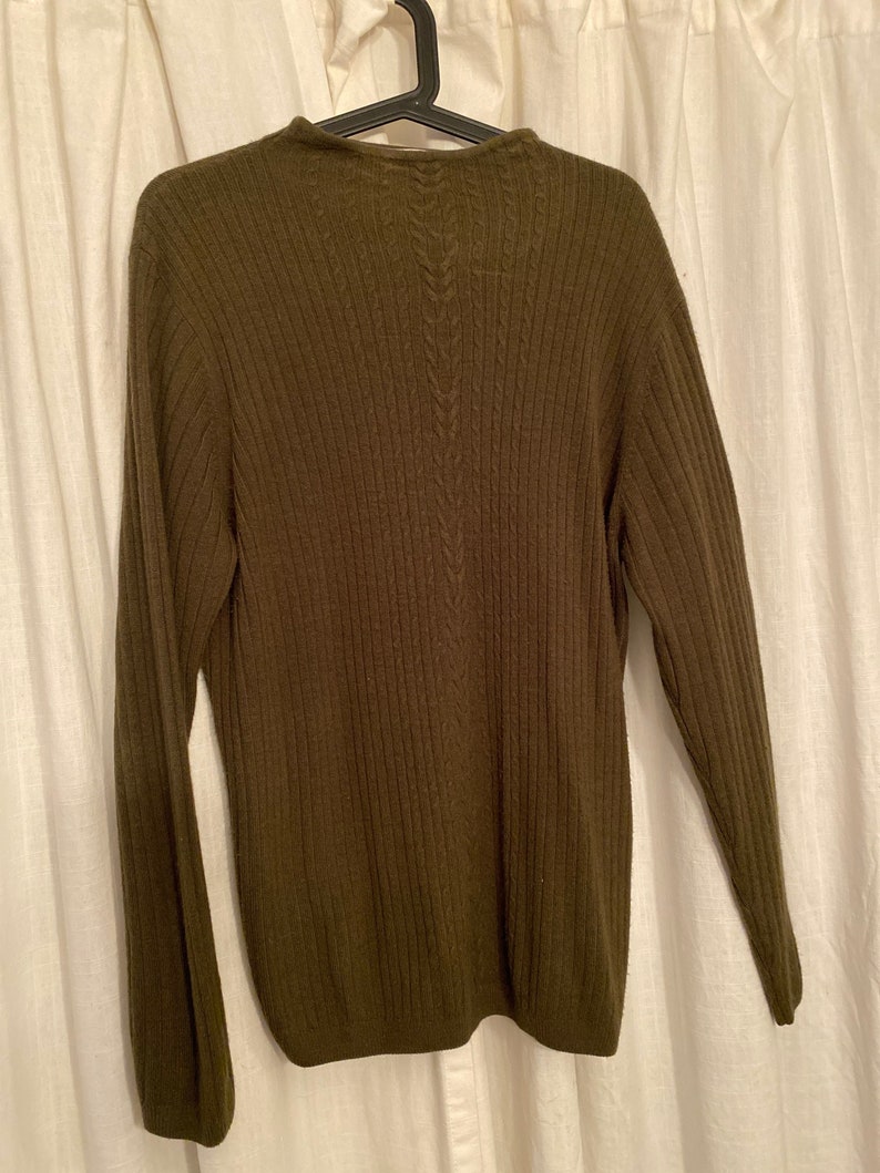 Olive green high neck soft acrylic knit FITS XL image 1