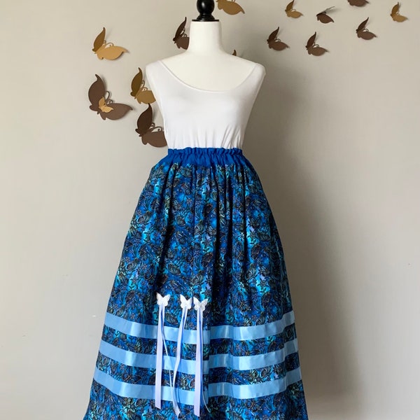 Royal blue butterfly ribbon skirt