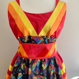 Red Dress With Feather Design Panels, Front and Back - Etsy