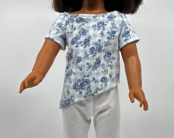 14.5 inch Doll Asymmetric Short Sleeve Top And White Leggings