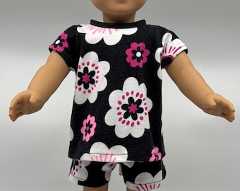 18-tums dockoutfit: Stickad sommarpyjamas