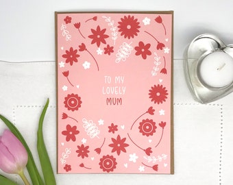 To My Lovely Mum Card, Mum Gran Grandma Nan, Thank you, Mum Birthday, Mother's Day, Hand Lettered Modern Illustration Calligraphy Card