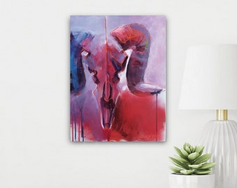 Crâne de fascination, peinture acrylique originale sur toile mystique, art moderne pour votre maison, dessus d'image murale