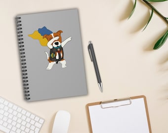 Cuaderno en espiral Dog Patron - Regalo perfecto para los amantes de los perros - Ideal para escribir un diario y dibujar gris
