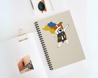 Cuaderno de espiral único con diseño de patrón de perro: regalo ideal para amantes de los perros y entusiastas del diario, color beige