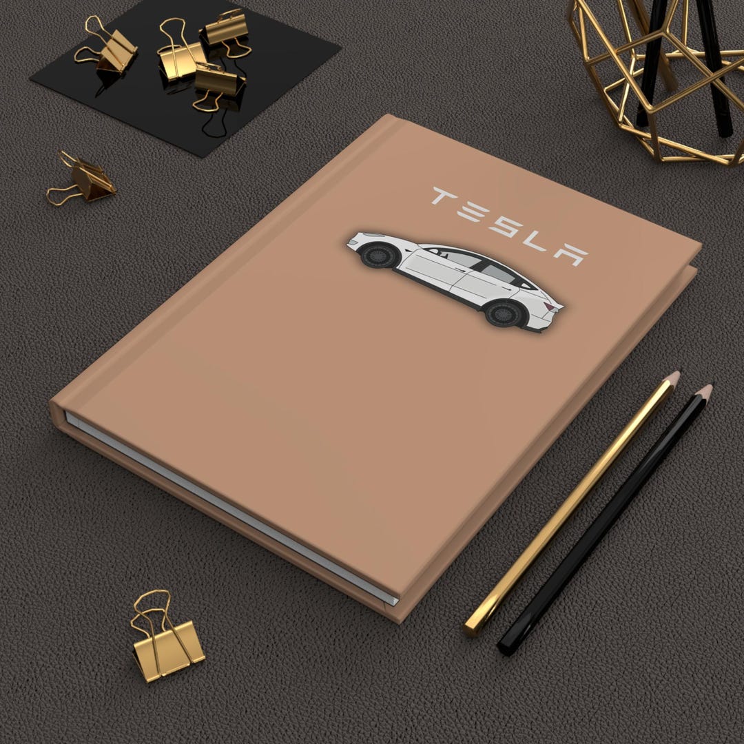 White Tesla Model 3 Illustration Journal | Car Notebook, Electric ...