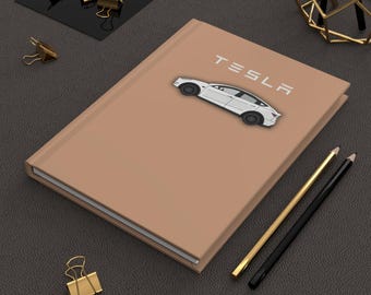 Diario de ilustraciones del Tesla Model 3 blanco / Cuaderno de notas sobre coches, boceto de un vehículo eléctrico