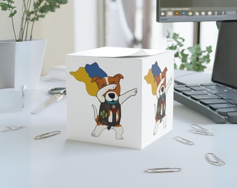 Dog Patron Sticky Note Cube - Papelería de oficina única - Regalo para amantes de los perros - Accesorio de escritorio - Toma de notas esencial