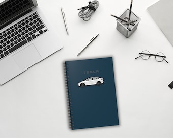 Cuaderno Tesla: diario encuadernado en espiral para fanáticos y propietarios de Tesla Midnight