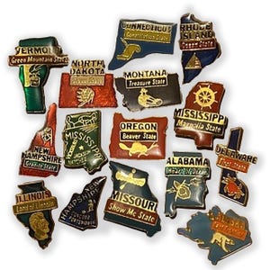 Broche vintage dos 50 estados mais legais