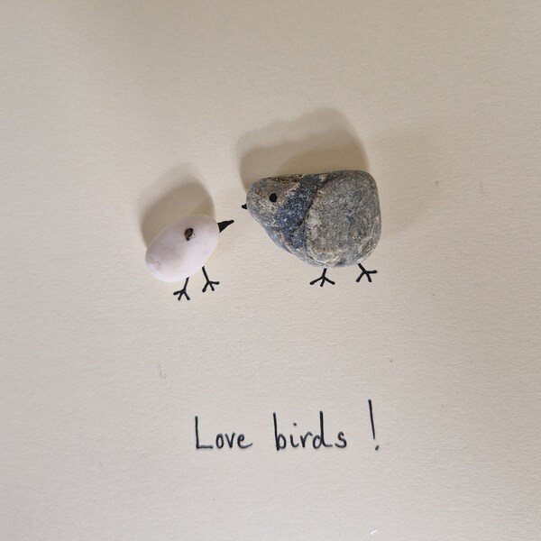 Love Birds ! Personalised Card - Handmade Pebble Card from Cards by Linz