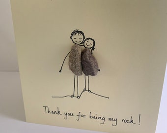 Thank You for Being My Rock Personalised Card - Handmade Pebble Card from Cards by Linz