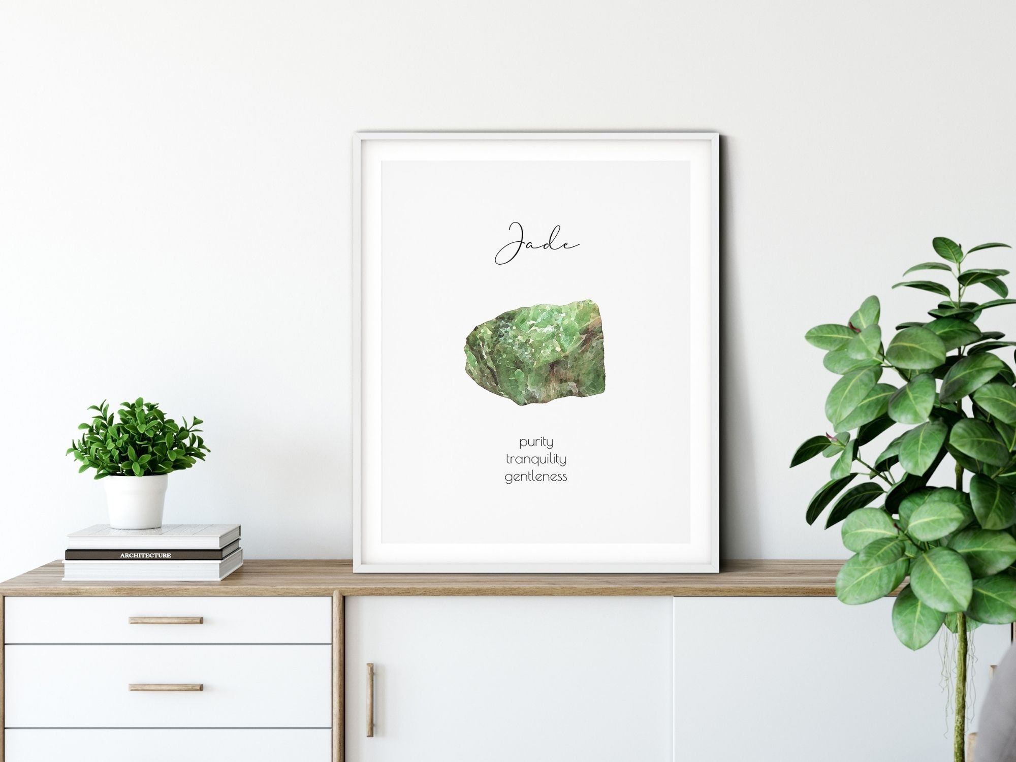 Jade Printable Home Decor Watercolor Gemstone Digital Print Wall Art ...