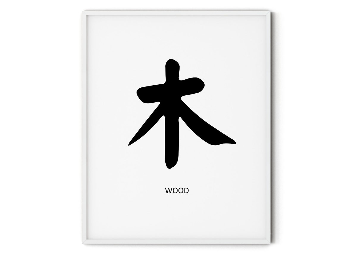 Wood Chinese Character Printable Home Decor Feng Shui Element Digital