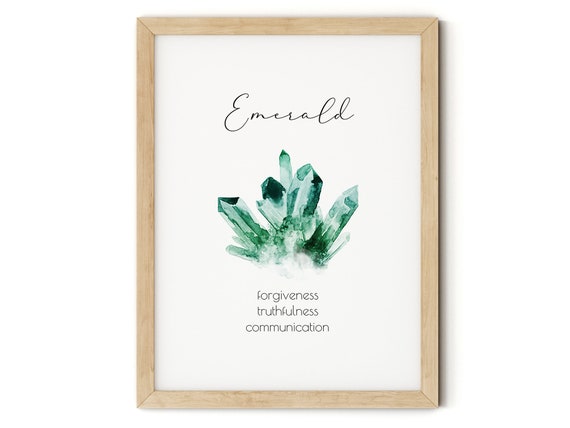Emerald Printable Home Decor Watercolor Crystal Gemstone | Etsy