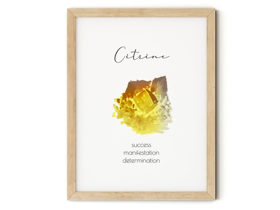 Citrine Printable Home Decor Watercolor Crystal Gemstone | Etsy
