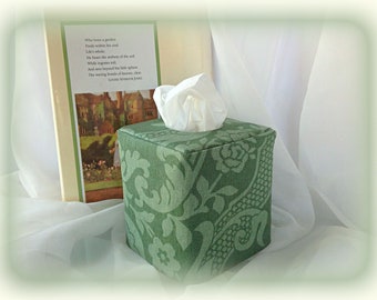 Green on Green Decorator Cotton Tissue Box Cover