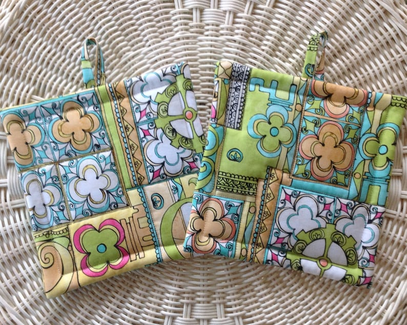 Two Whimsical Patterned Potholders