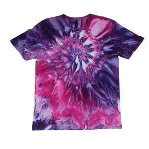 Size Large Ice Dye T-Shirt - Cotton Candy Swirl - 100% Cotton Tie Dyed TShirt - Pink and Purple Colander Incline Ice Dyed Tee