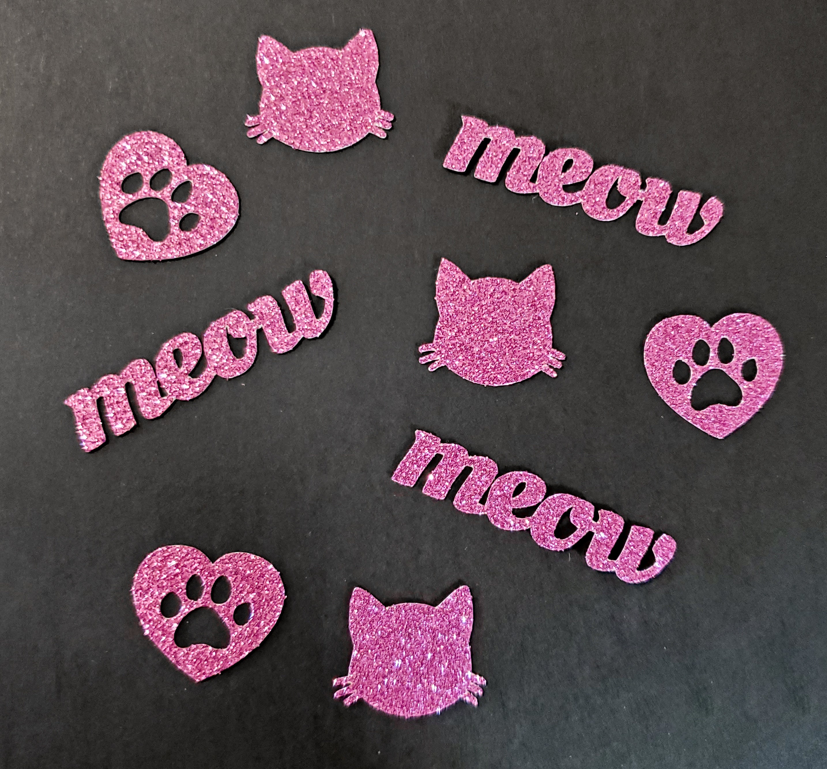 Glitter Cats & Paw Hearts Confetti Customizable Cardstock Etsy