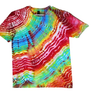 Size Large Ice Dyed Tee Shirt - Electric Rainbow Lightning - 100% Cotton Tie Dyed T-Shirt - Summer, Boho, Hippie Vibes