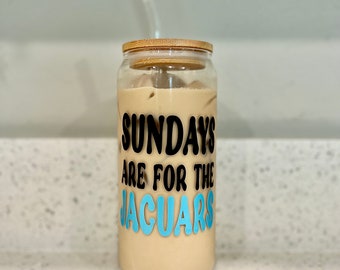 Sundays are for the Jaguars Beer Can Glass Tumbler | Jaguars Glass Tumbler | Duval Tumbler | Libbey Glass | Football Season Cup