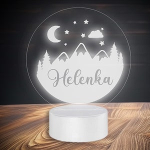 Personalized Mountains LED Night Light: Custom Name Nursery Decor