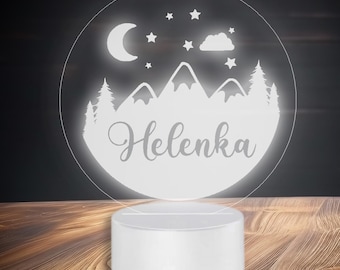 Personalized Mountains LED Night Light: Custom Name Nursery Decor