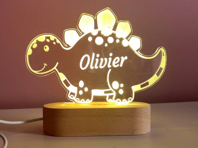 Personalized Dinosaur Night Light: Custom Dino Lamp image 5