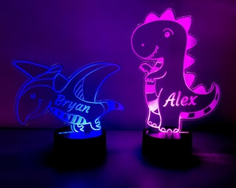 Dinosaur Personalised Acrylic Night Light for Kids Perfect Birthday Gift for Girls or Boys Custom Name Handmade Led Kids Birthday present