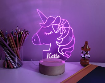 Personalised Unicorn Night Light LED Sign Gifts for Kids Bedroom Decor Children's Lights Kids Bedrooms Kids Birthday present Nursery Light