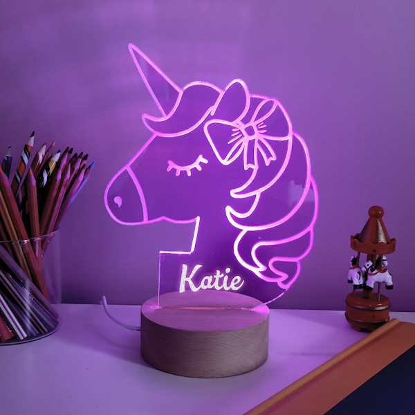 Veilleuse licorne personnalisée, enseigne LED, cadeaux pour décoration de chambre d'enfants, lumières pour enfants, chambres d'enfants, cadeau d'anniversaire pour enfants, lumière de chambre d'enfant