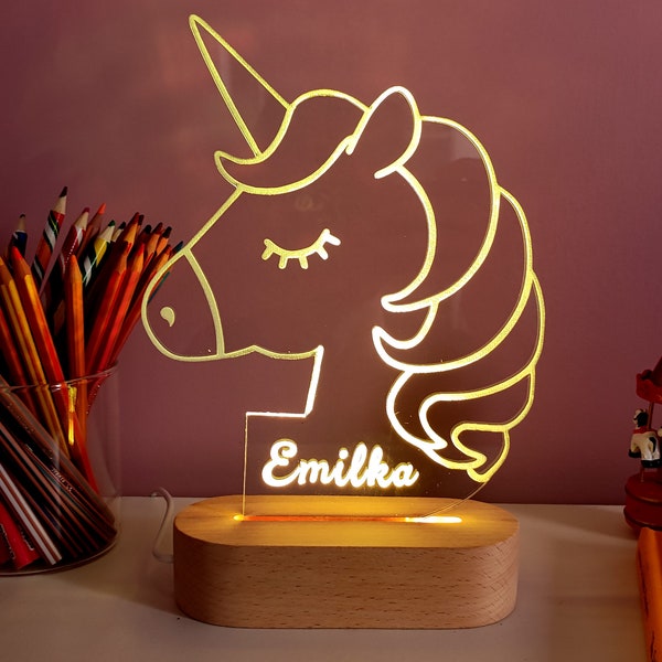 Personalised Unicorn Gifts for Girls LED Desk Table Lamp Night Light Custom Gifts for Birthday Children's day 7 LED Colours Flashing