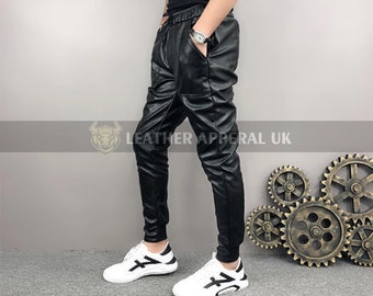 leather joggers mens